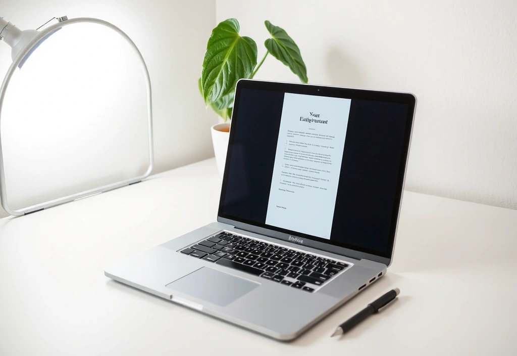 Arbeitsplatz mit offenem Laptop