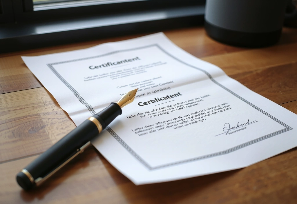 Zertifikat und Fachliteratur